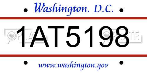 1AT5198 District Of Columbia License Plate