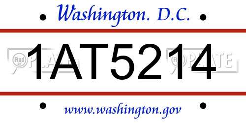 1AT5214 District Of Columbia License Plate