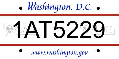 1AT5229 District Of Columbia License Plate