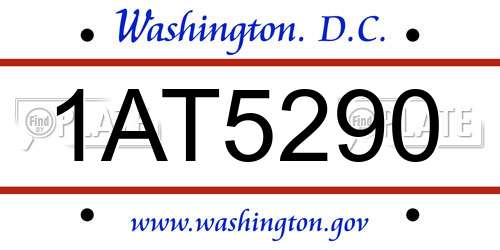 1AT5290 District Of Columbia License Plate