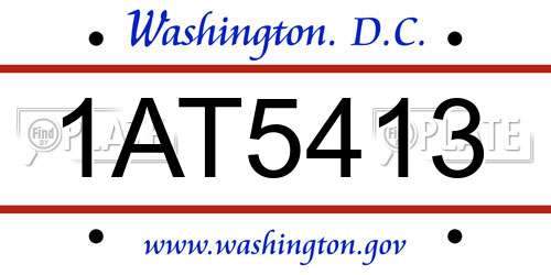 1AT5413 District Of Columbia License Plate