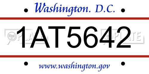 1AT5642 District Of Columbia License Plate