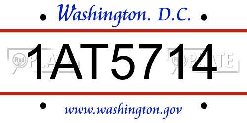 1AT5714 District Of Columbia License Plate