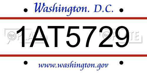 1AT5729 District Of Columbia License Plate