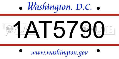 1AT5790 District Of Columbia License Plate
