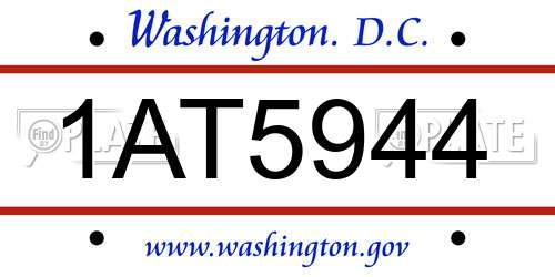 1AT5944 District Of Columbia License Plate