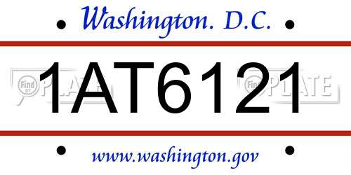 1AT6121 District Of Columbia License Plate