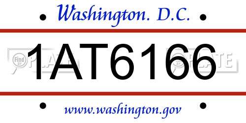 1AT6166 District Of Columbia License Plate