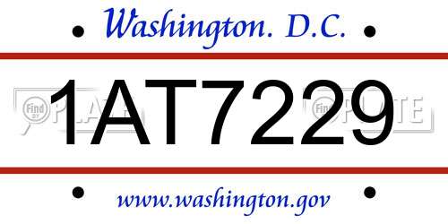 1AT7229 District Of Columbia License Plate