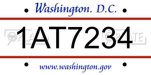 1AT7234 District Of Columbia License Plate