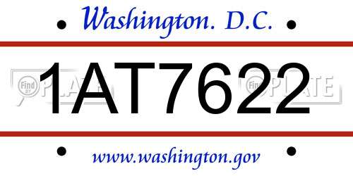 1AT7622 District Of Columbia License Plate