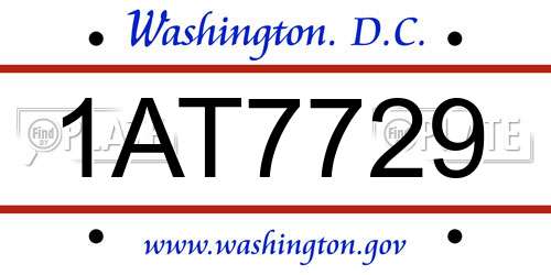 1AT7729 District Of Columbia License Plate