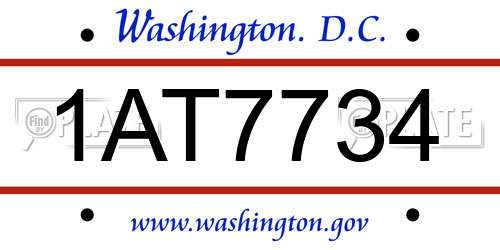1AT7734 District Of Columbia License Plate