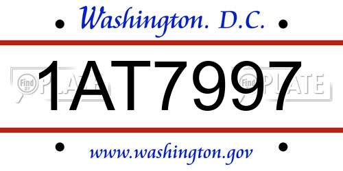 1AT7997 District Of Columbia License Plate