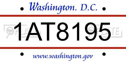 1AT8195 District Of Columbia License Plate