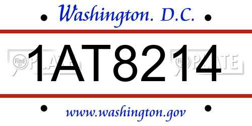 1AT8214 District Of Columbia License Plate
