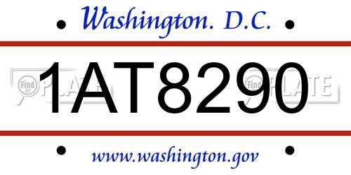 1AT8290 District Of Columbia License Plate