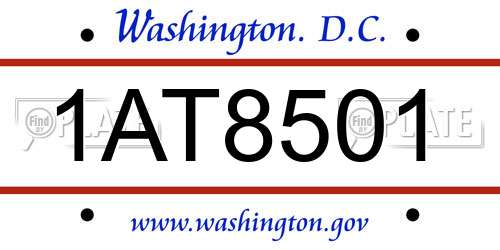 1AT8501 District Of Columbia License Plate