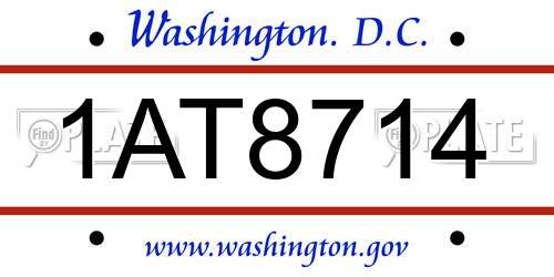 1AT8714 District Of Columbia License Plate