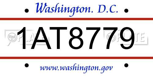 1AT8779 District Of Columbia License Plate