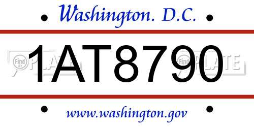 1AT8790 District Of Columbia License Plate