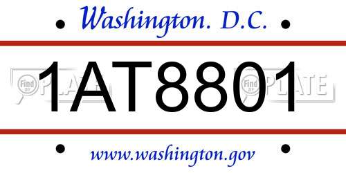 1AT8801 District Of Columbia License Plate