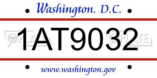1AT9032 District Of Columbia License Plate