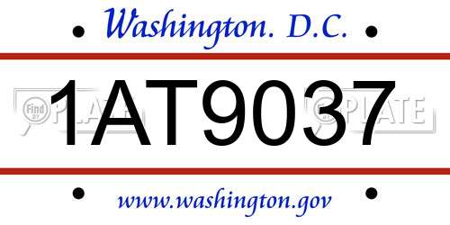1AT9037 District Of Columbia License Plate
