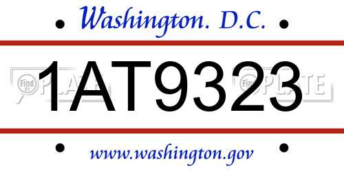 1AT9323 District Of Columbia License Plate