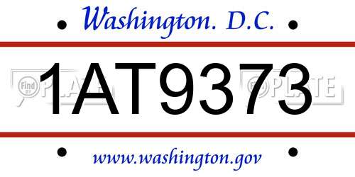 1AT9373 District Of Columbia License Plate