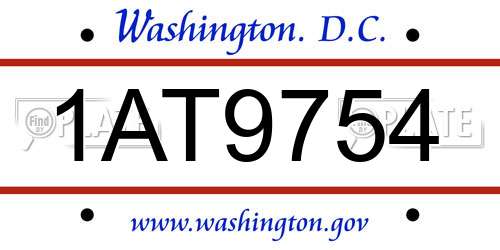 1AT9754 District Of Columbia License Plate