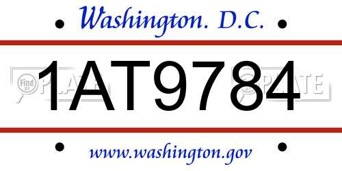 1AT9784 District Of Columbia License Plate