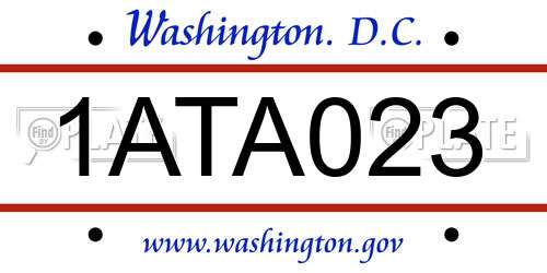 1ATA023 District Of Columbia License Plate