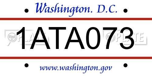 1ATA073 District Of Columbia License Plate