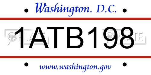 1ATB198 District Of Columbia License Plate