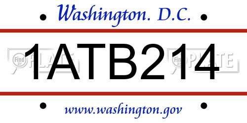 1ATB214 District Of Columbia License Plate