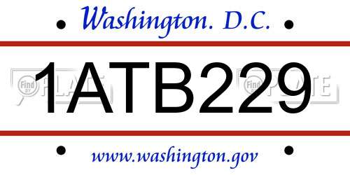 1ATB229 District Of Columbia License Plate