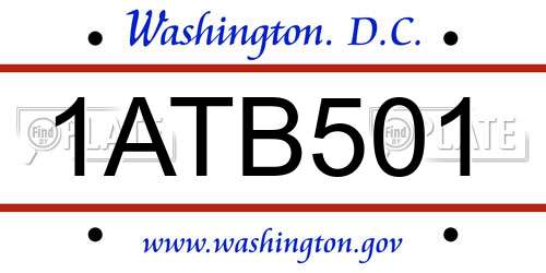 1ATB501 District Of Columbia License Plate
