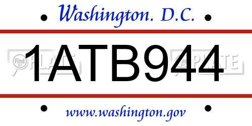 1ATB944 District Of Columbia License Plate