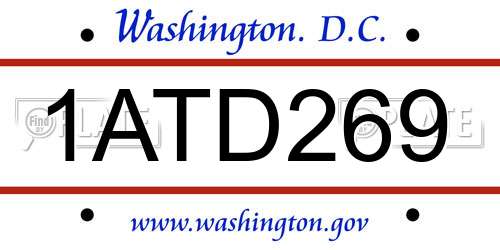 1ATD269 District Of Columbia License Plate