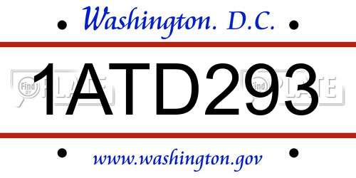1ATD293 District Of Columbia License Plate