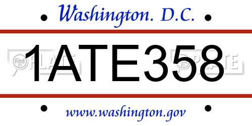 1ATE358 District Of Columbia License Plate