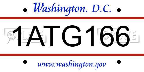 1ATG166 District Of Columbia License Plate