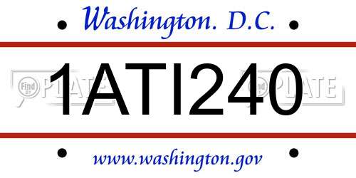 1ATI240 District Of Columbia License Plate