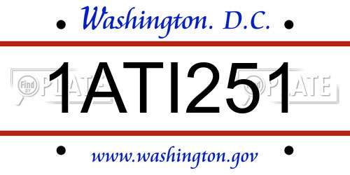 1ATI251 District Of Columbia License Plate