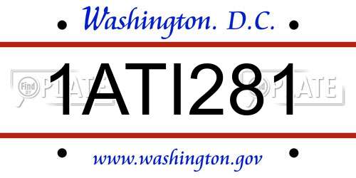 1ATI281 District Of Columbia License Plate