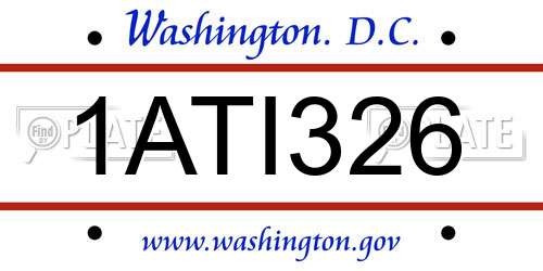 1ATI326 District Of Columbia License Plate