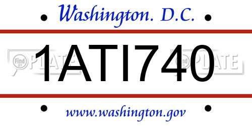 1ATI740 District Of Columbia License Plate