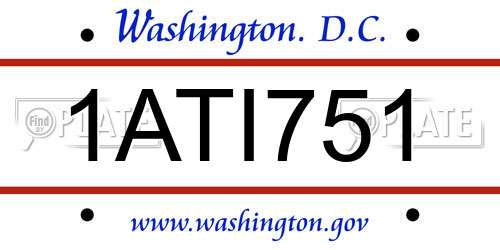 1ATI751 District Of Columbia License Plate