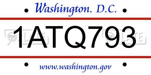 1ATQ793 District Of Columbia License Plate